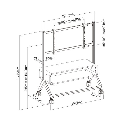 ORCA TV Floor Stand Black - 49"-75"