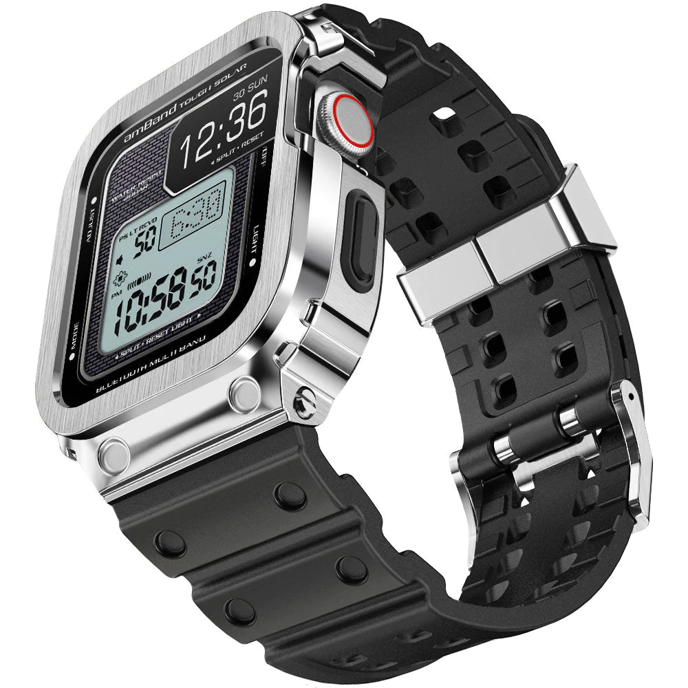 Amband Moving Fortress - Classic Series men Apple Watch Band 6/5/4/SE - Silver