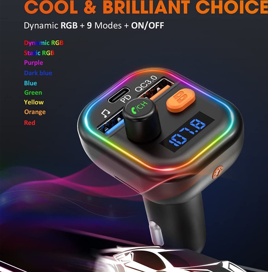 Victsing Wireless FM Transmitter QC/PD Fast Charging – Hands Free Call – Support Siri - Black