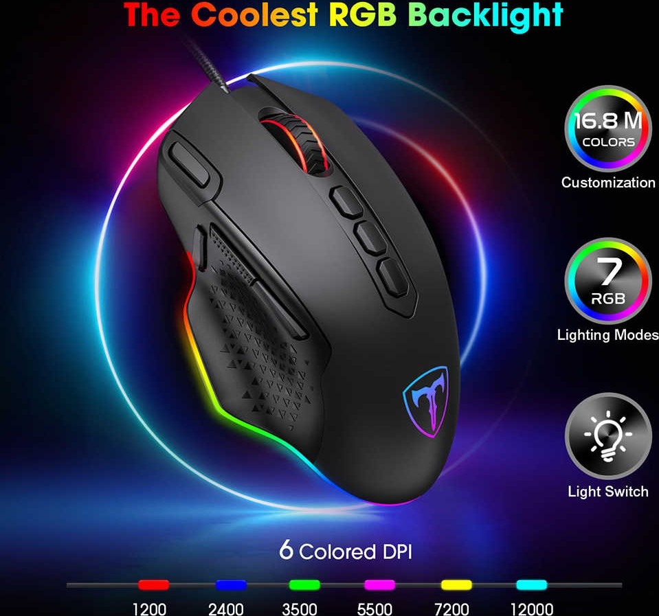 Generic Wired Gaming Mouse with RGB Lights Advanced Gaming Sensor Designed for PC - Black