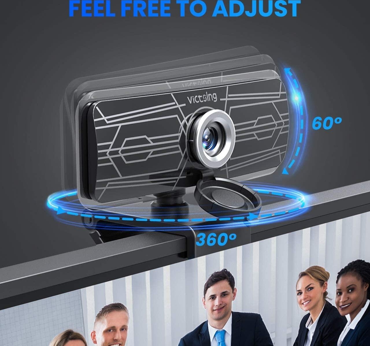 Victsing 1080P HD Webcam with Dual Microphone and Privacy Cover, Noise Reduction for Video Streaming, Recording, Online Class - Black