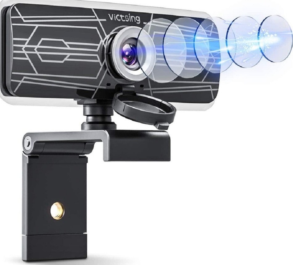 Victsing 1080P HD Webcam with Dual Microphone and Privacy Cover, Noise Reduction for Video Streaming, Recording, Online Class - Black