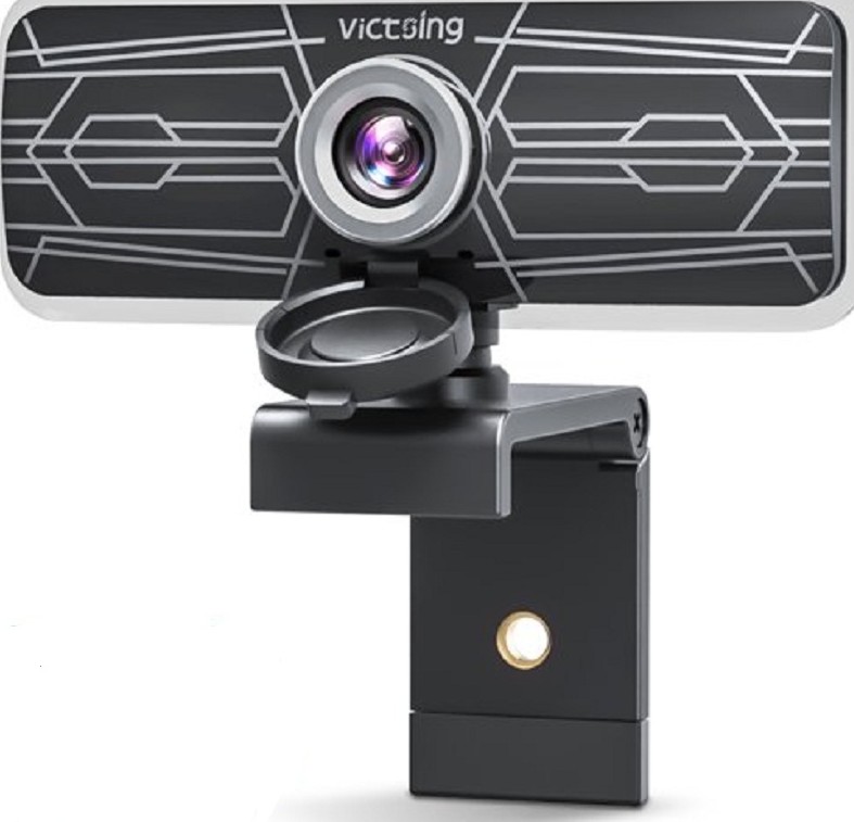 Victsing 1080P HD Webcam with Dual Microphone and Privacy Cover, Noise Reduction for Video Streaming, Recording, Online Class - Black