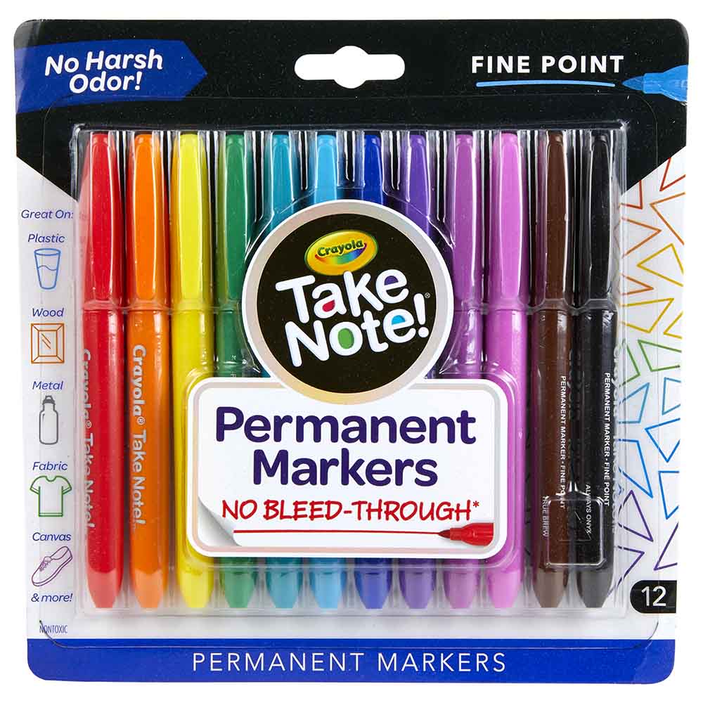 Crayola Take Note 12 Count Permanent Markers