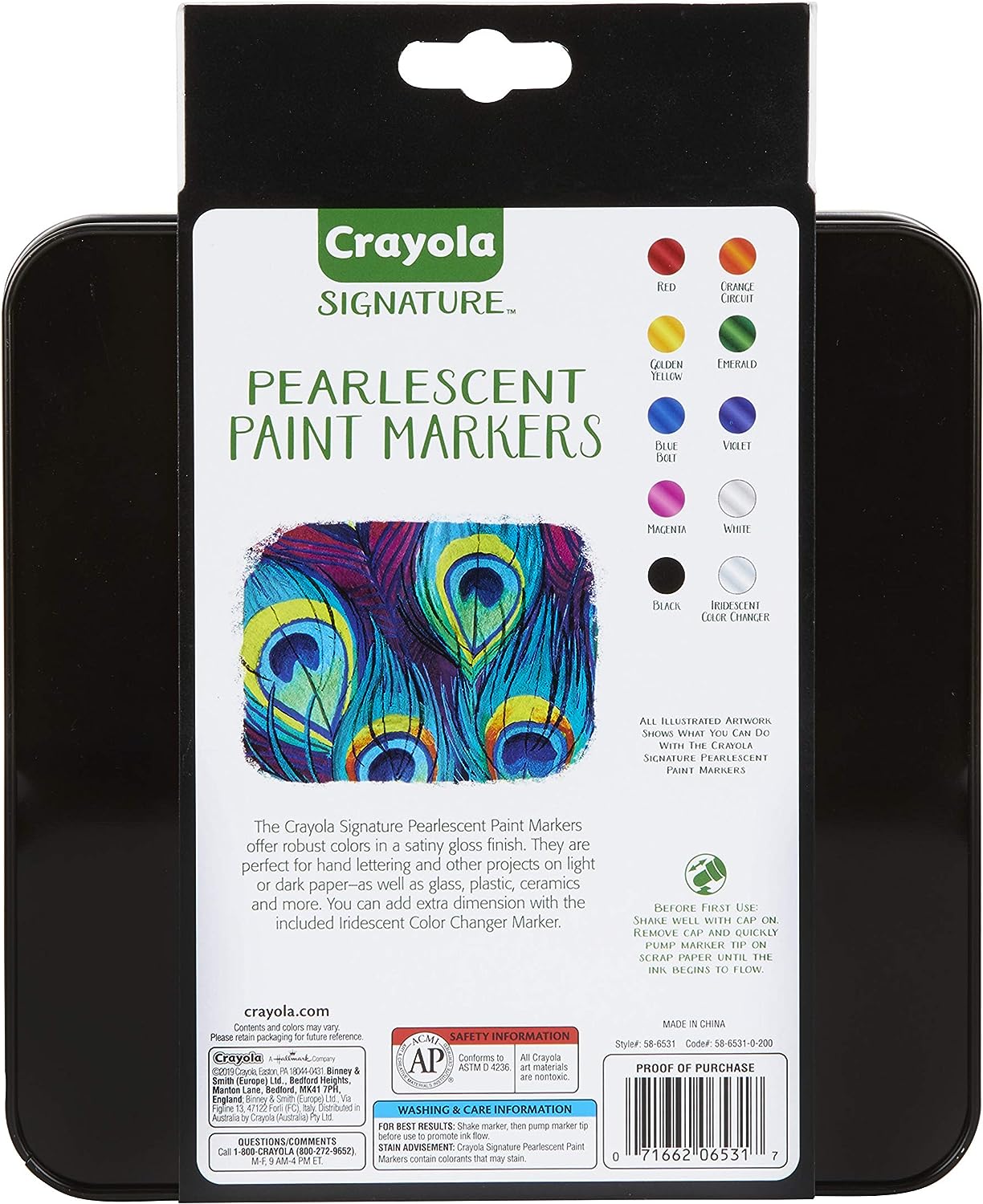 Crayola Pearlescent Paint Markers, Assorted Colors, Multi Surface, 10 Count