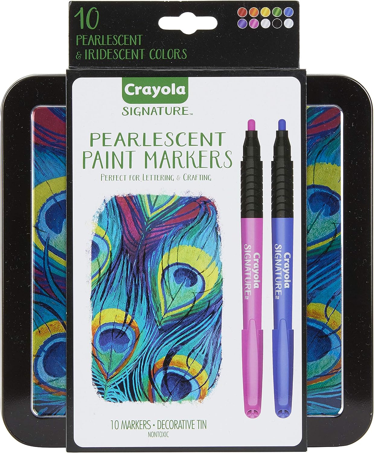 Crayola Pearlescent Paint Markers, Assorted Colors, Multi Surface, 10 Count