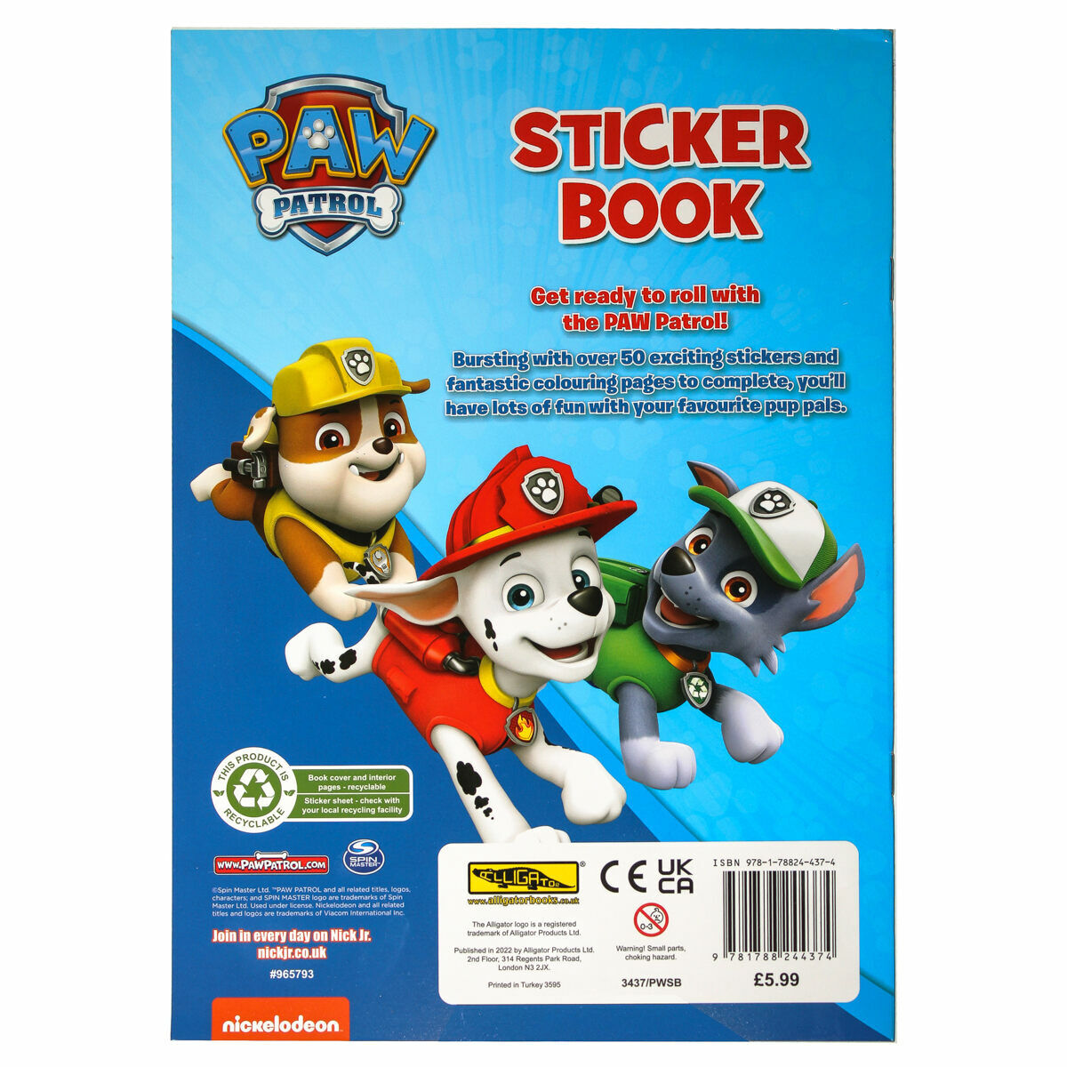 Alligator Paw Patrol Sticker Kids Creative Activity Sticker Book