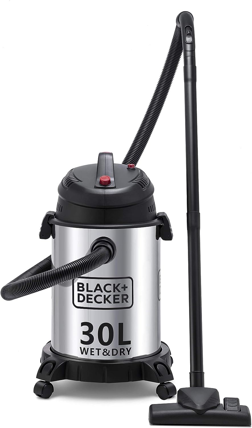 Black & Decker 1610W 30L Wet and Dry Stainless Steel Tank Drum Vacuum Cleaner - Silver