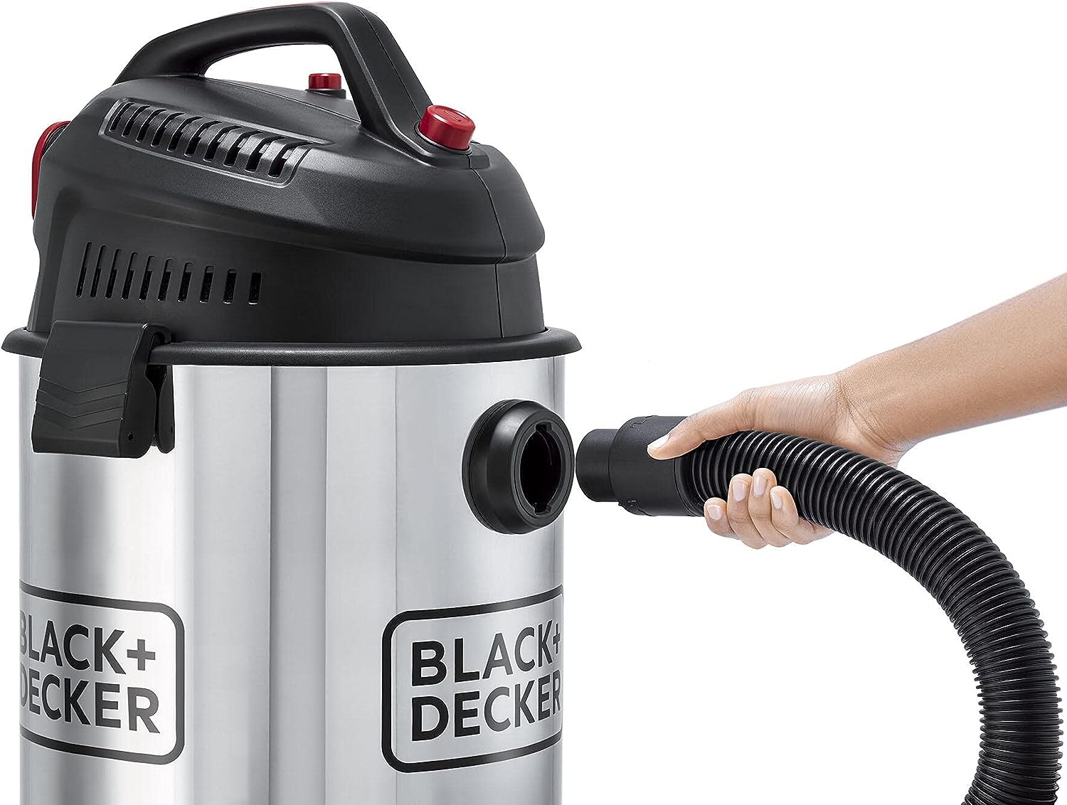 Black & Decker 1610W 30L Wet and Dry Stainless Steel Tank Drum Vacuum Cleaner - Silver