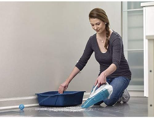Black & Decker 10.8V 1.5Ah Li-Ion Wet & Dry Cordless Dustbuster Hand Vacuum for Spills Dust Dirt and Small Debris - White/Blue
