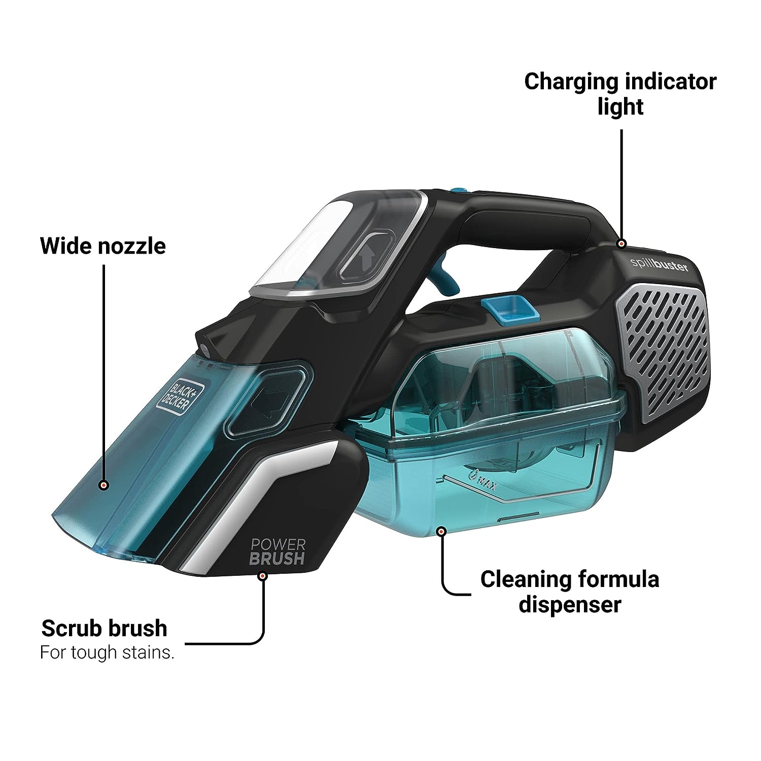 Black & Decker Spill Buster Portable Carpet Cleaner, Cordless Spill and Spot - Black & Blue