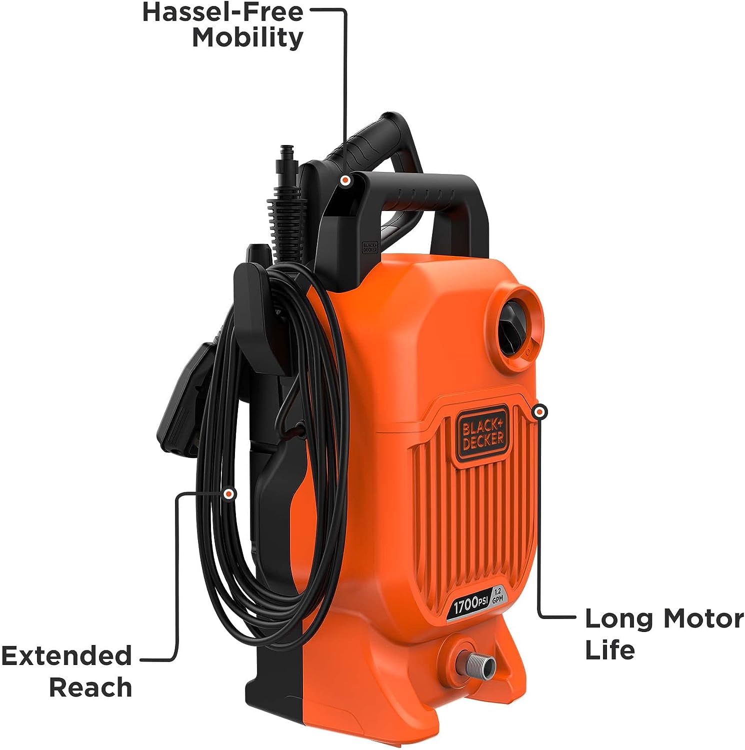 Black & Decker 1700 PSI 1.2 GPM Cold Water Electric Pressure Washer - Orange/Black