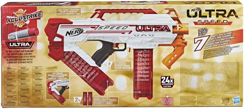 Nerf Ultra Speed Fully Motorised Blaster, 24 NERF Accustrike Ultra Darts, Compatible Only With Nerf Ultra Darts