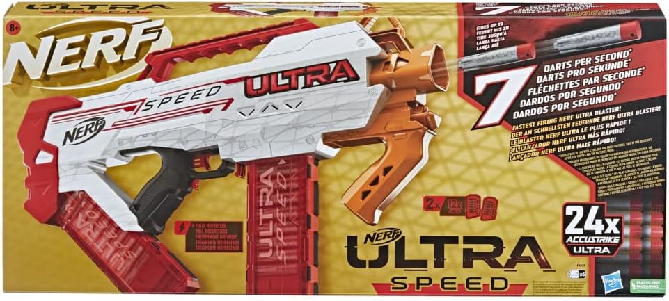 Nerf Ultra Speed Fully Motorised Blaster, 24 NERF Accustrike Ultra Darts, Compatible Only With Nerf Ultra Darts