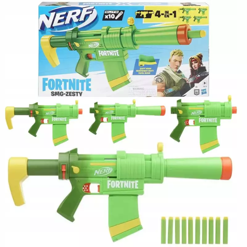 Nerf Fortnite Smg-zesty Blaster Removable Shaft, Barrel and 10dart Clip, 10 Elite Darts