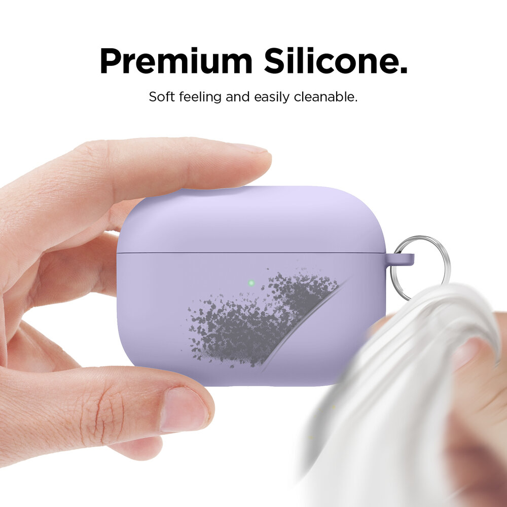Elago Liquid Hybrid Hang Designed for Airpods Pro Case Cover With Carabiner - Lavender