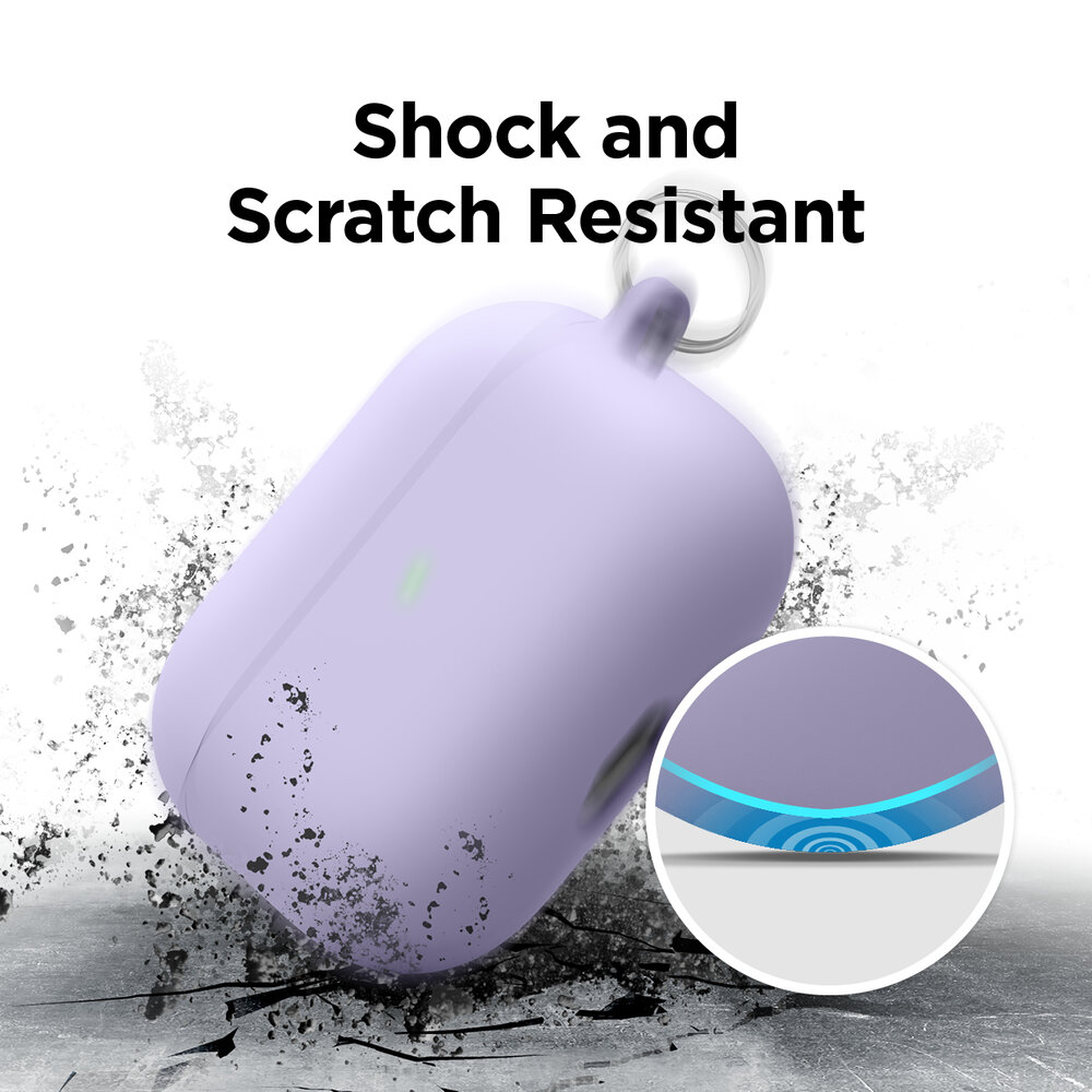 Elago Liquid Hybrid Hang Designed for Airpods Pro Case Cover With Carabiner - Lavender