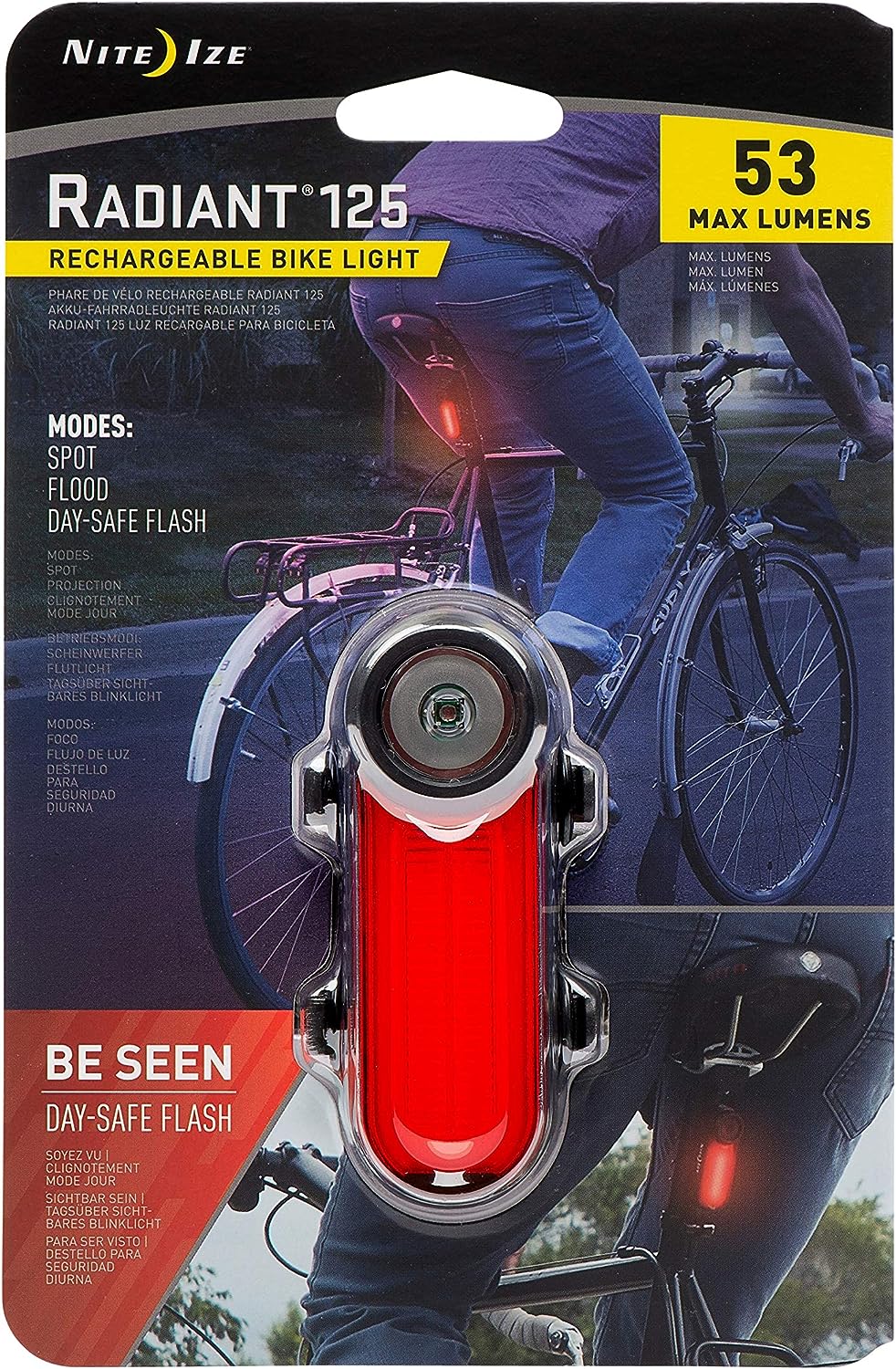Nite Ize Red Radiant 125 Rechargeable Bike Light - Red
