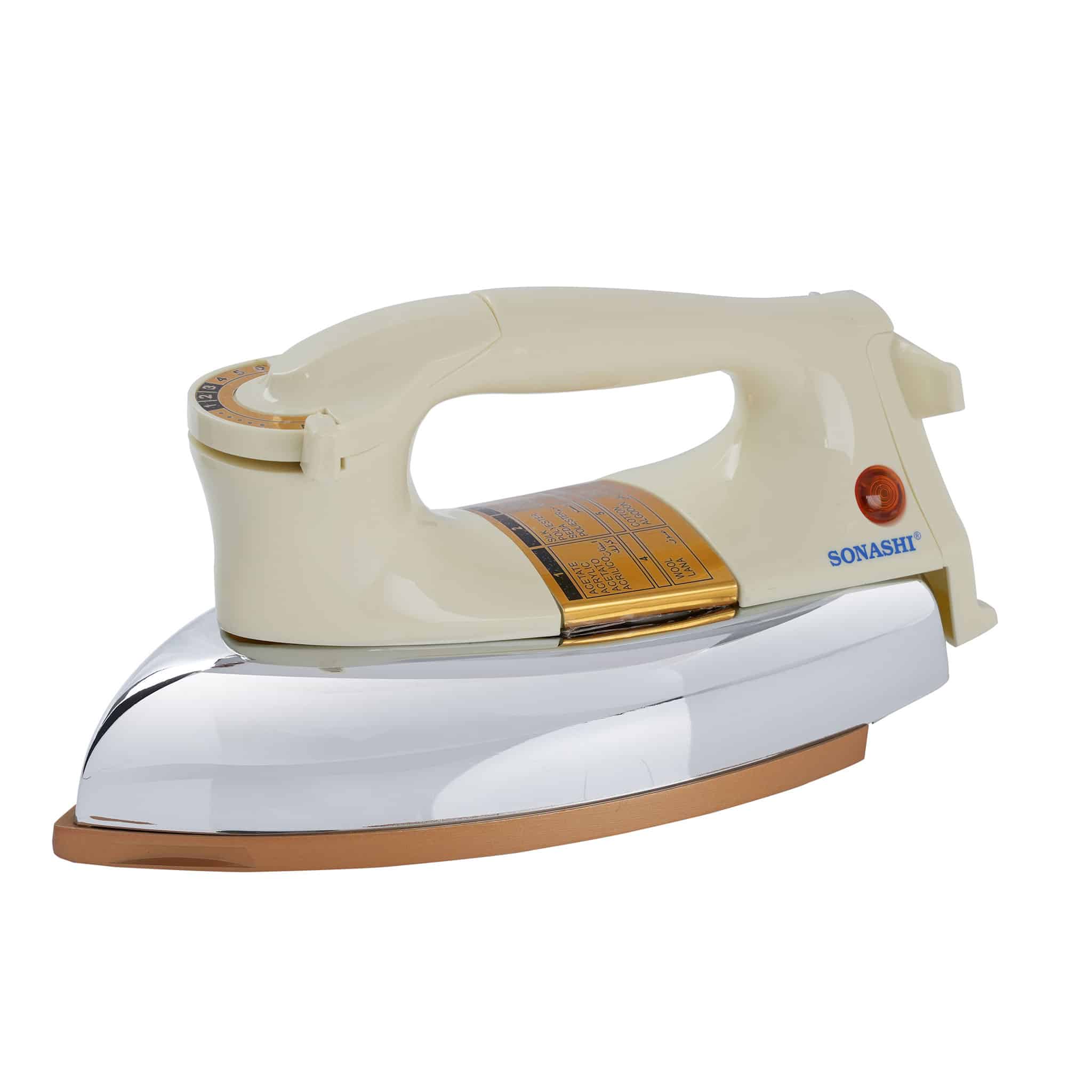 Sonashi Heavy Iron Golden Non-Stick Soleplate White & Gold - SHI-6011