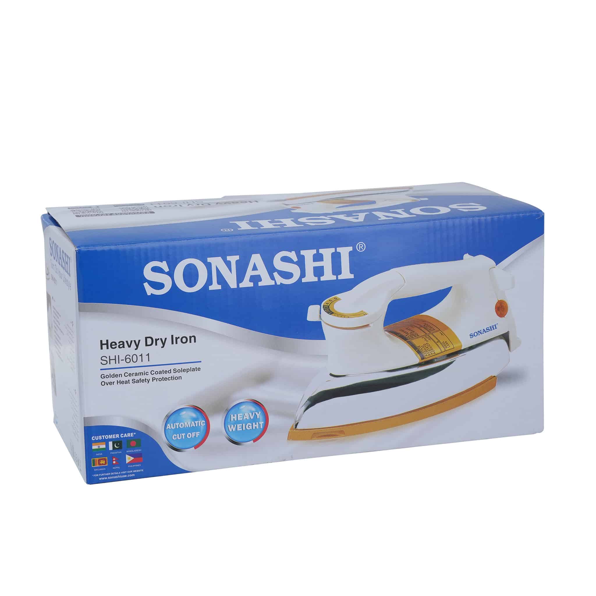 Sonashi Heavy Iron Golden Non-Stick Soleplate White & Gold - SHI-6011