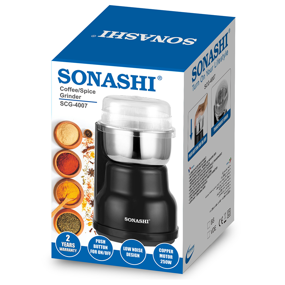 Sonashi Electric Coffee/spice Grinder 0.22 L 250 W Scg-4007 Black/Steel