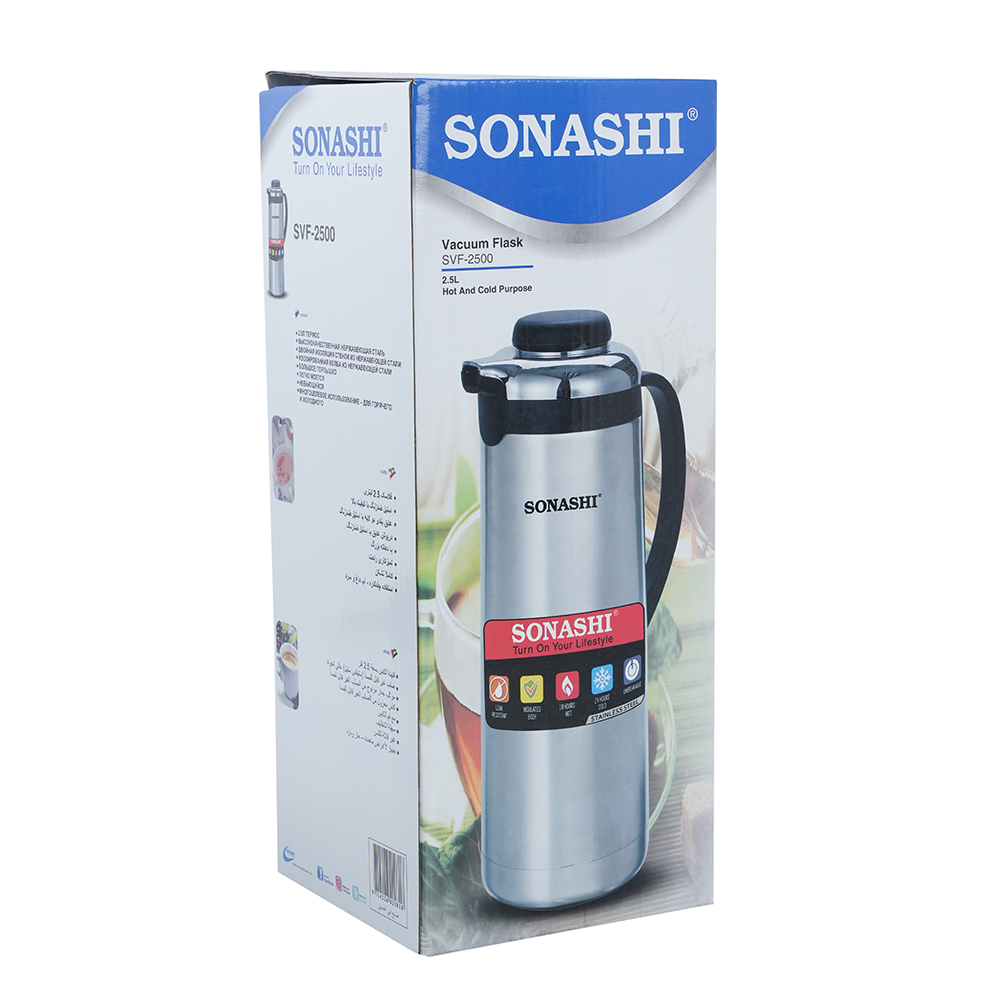 Sonashi Hot And Cold Vacuum Flask SVF-2500 Silver/Black 2.5 Liters