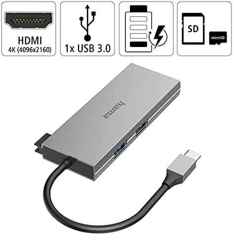 Hama USB-C Hub, Multiport, 6 Ports, 2 X USB-A, USB-C, HDMI™, SD, Microsd