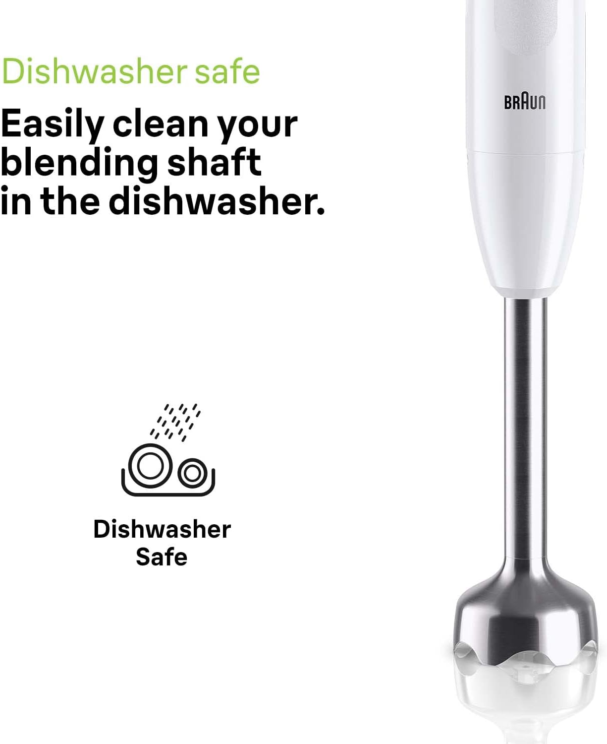 Braun Multiquick 1 Hand Mixer, Lightweight Mixer With EasyTwist Technology, One Speed, 350ml Chopper and 600ml Beaker Included, 450w - White