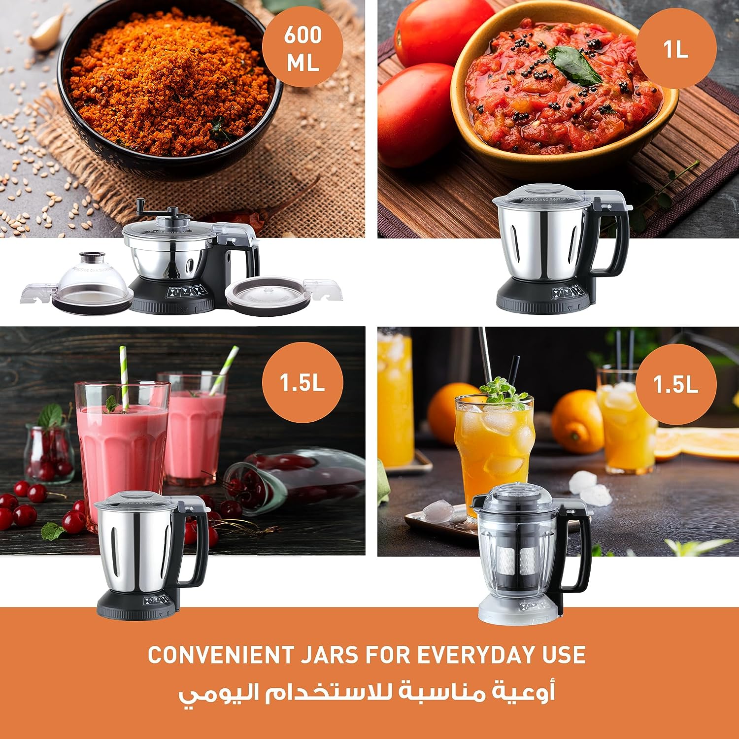 Panasonic 2000w 4 Jar Mixer Grinder With Extra Wide Blades