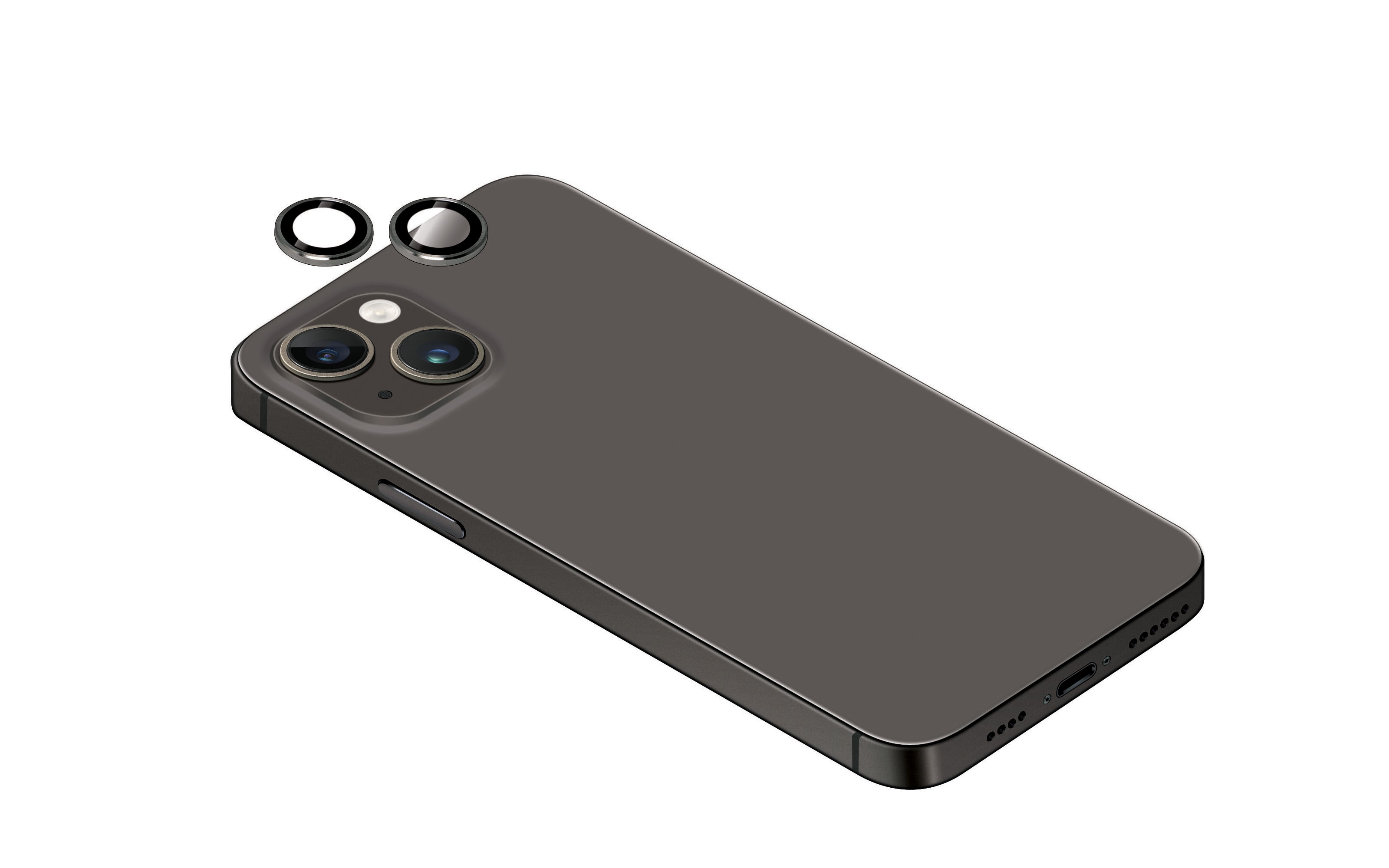 Torrii Bodyglass Camera Lens Protector (Individual Aluminium Ring) Anti-Bacterial Coating For iPhone 15 / iPhone 15 Plus - Black