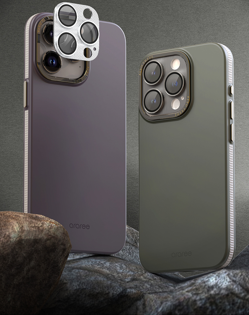 Araree C-Sub Core MB Camera Lense Protector Tempered Glass With Metal Base for iPhone 15 Pro/15 Pro Max (3 Camera) - Silver