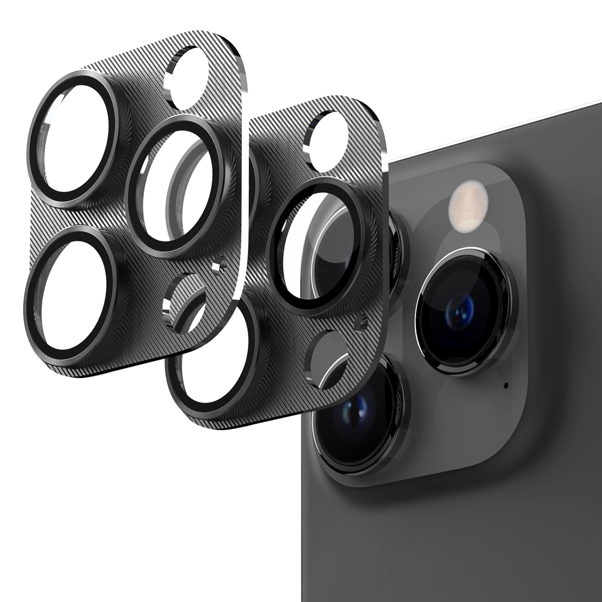 Araree C-Sub Core MB Camera Lense Protector Tempered Glass With Metal Base for iPhone 15 Pro/15 Pro Max (3 Camera) - Black