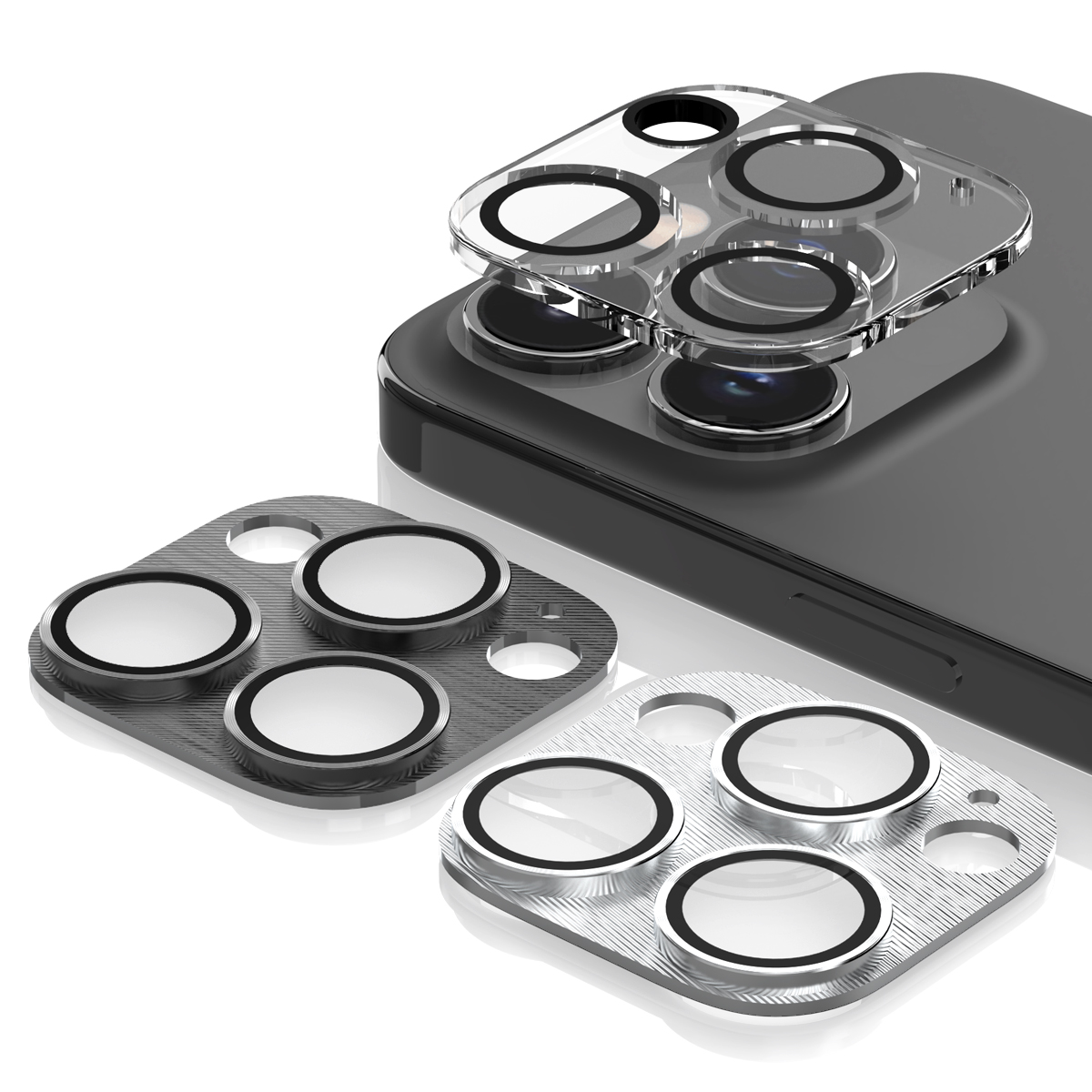 Araree C-Sub Core MB Camera Lense Protector Tempered Glass With Metal Base for iPhone 15 Pro/15 Pro Max (3 Camera) - Black