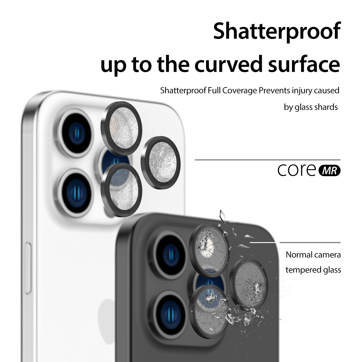 Araree C-Sub Core MR Individual Metal Ring Camera Lens Protector Glass For IPhone 15 Pro/15 Pro Max (3 Camera Ring) - Clear