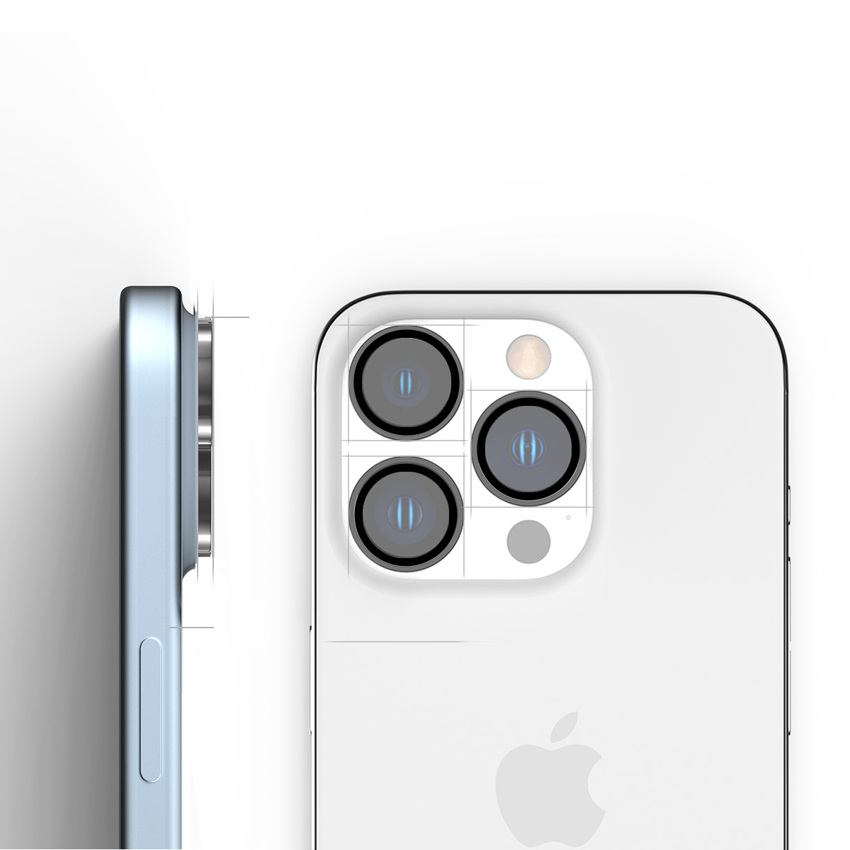 Araree C-Sub Core MR Individual Metal Ring Camera Lens Protector Glass For IPhone 15 Pro/15 Pro Max (3 Camera Ring) - Clear