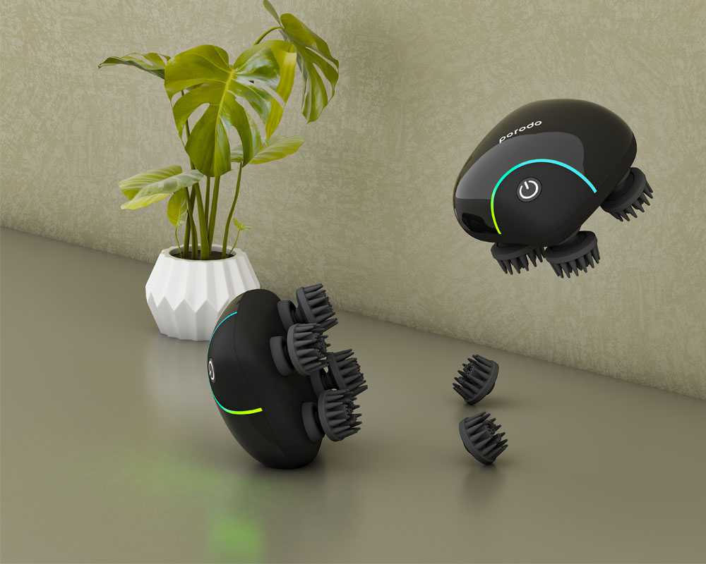 Porodo Lifestyle Portable Scalp Massager 1200mAh - Black