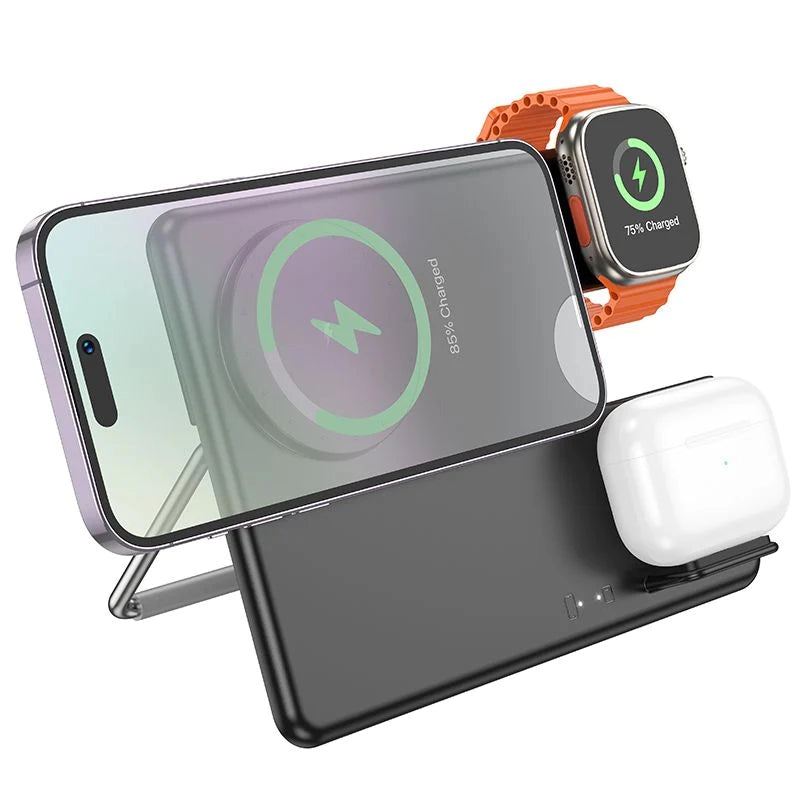 Hoco 3-in-1 15W Magsafe Magnetic Dock Wireless Charger Folding Stand ...