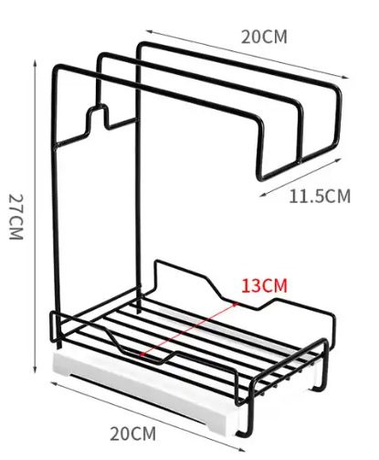 Kitchen Sink Storage Rack Countertop Wall Mounted Metal Dish Sponge Holder Towel Stand
