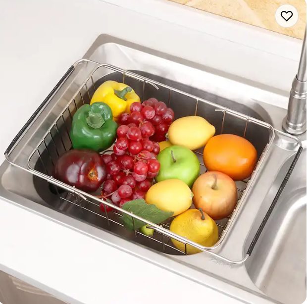 Kitchen Dish Drainer Storage Organizer, Expandable Steel Sink Dish Drying Rack Holder Dish Rack