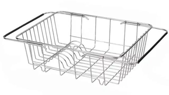 Kitchen Dish Drainer Storage Organizer, Expandable Steel Sink Dish Drying Rack Holder Dish Rack