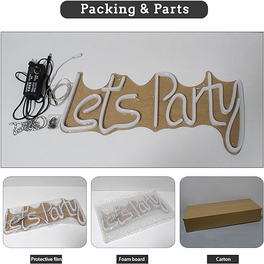 LED Neon Light Lets Party Perfect Gift 35CM X 15CM - Pink