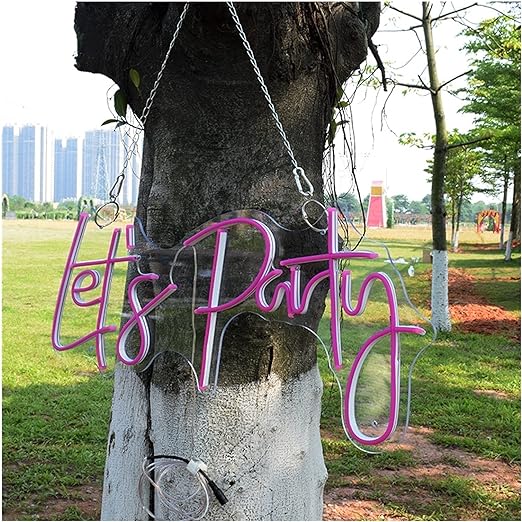 LED Neon Light Lets Party Perfect Gift 35CM X 15CM - Pink