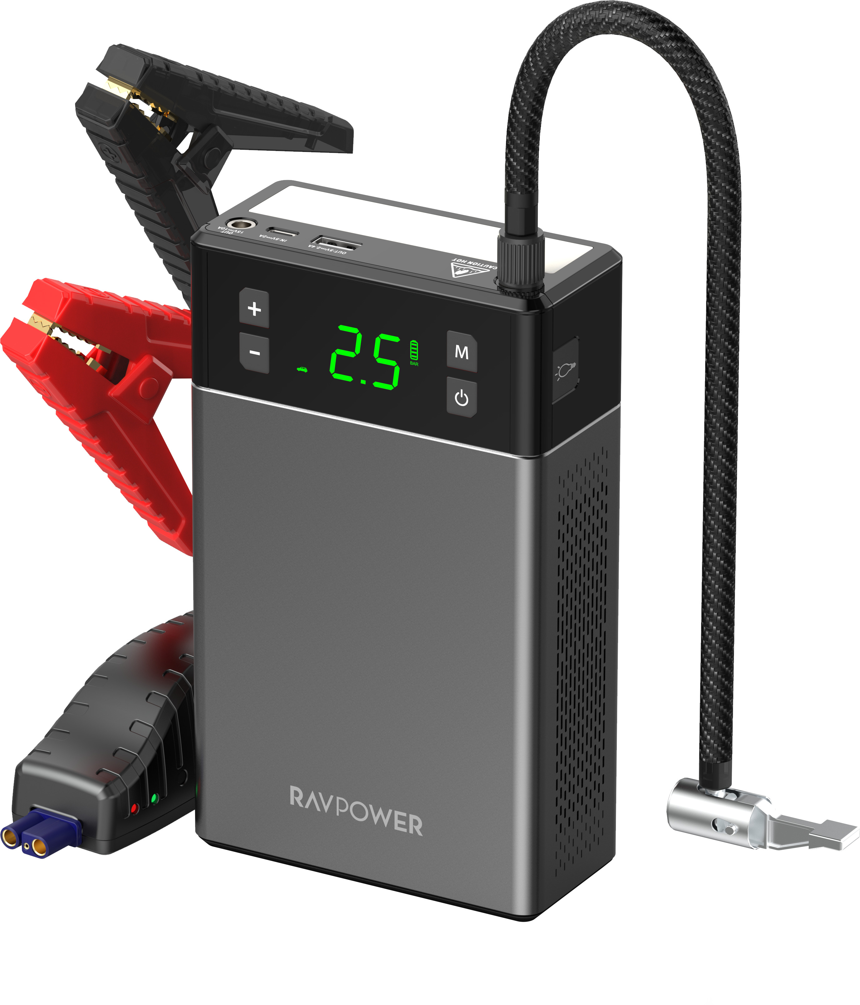 Ravpower 2-in-1 Device With 12000mAh (44.4wh) Air Compressor