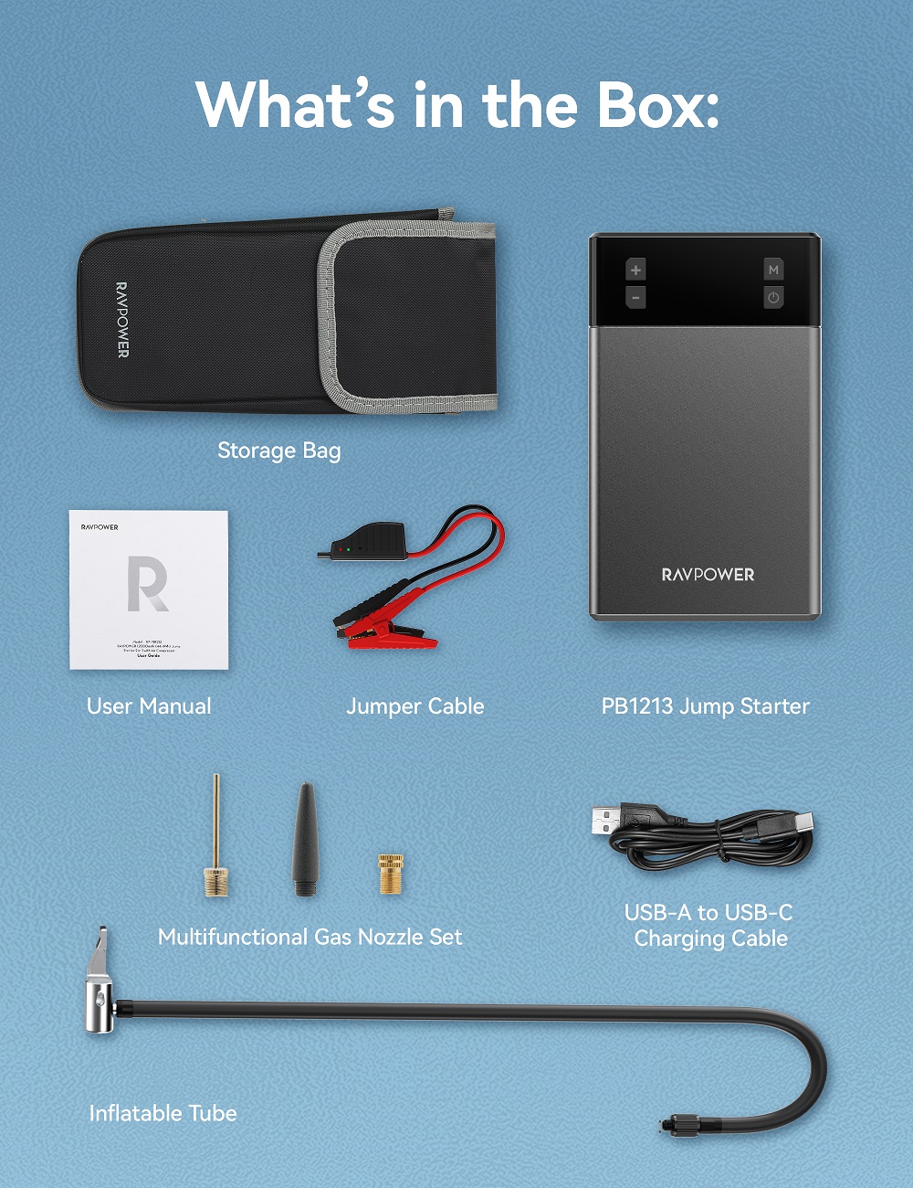 Ravpower 2-in-1 Device With 12000mAh (44.4wh) Air Compressor