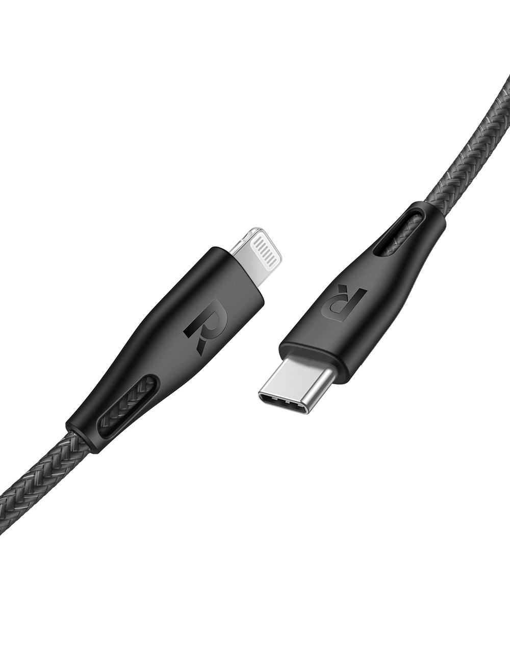 RAVPower Fabric Cable, Type-C to Lightning, 1.2 Meters Long - Black