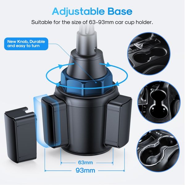Joyroom JR-ZS259 Car Cup Holder Phone Mount Extendable Base and Adjustable Arm Phone Holder - Black