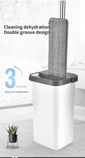 Easy Cleaning Floor Cleaning Mop With Bucket (White/Grey)