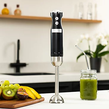 Westinghouse Retro Hand Blender - 600w Handheld Stick Blender for Kitchen - Stainless Steel Electric Soup Blender - Black