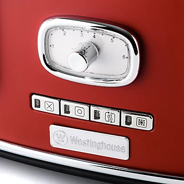 Westinghouse Retro 4-slice Toaster - Six Adjustable Browning Levels - With Self Centering Function & Crumb Tray - Red