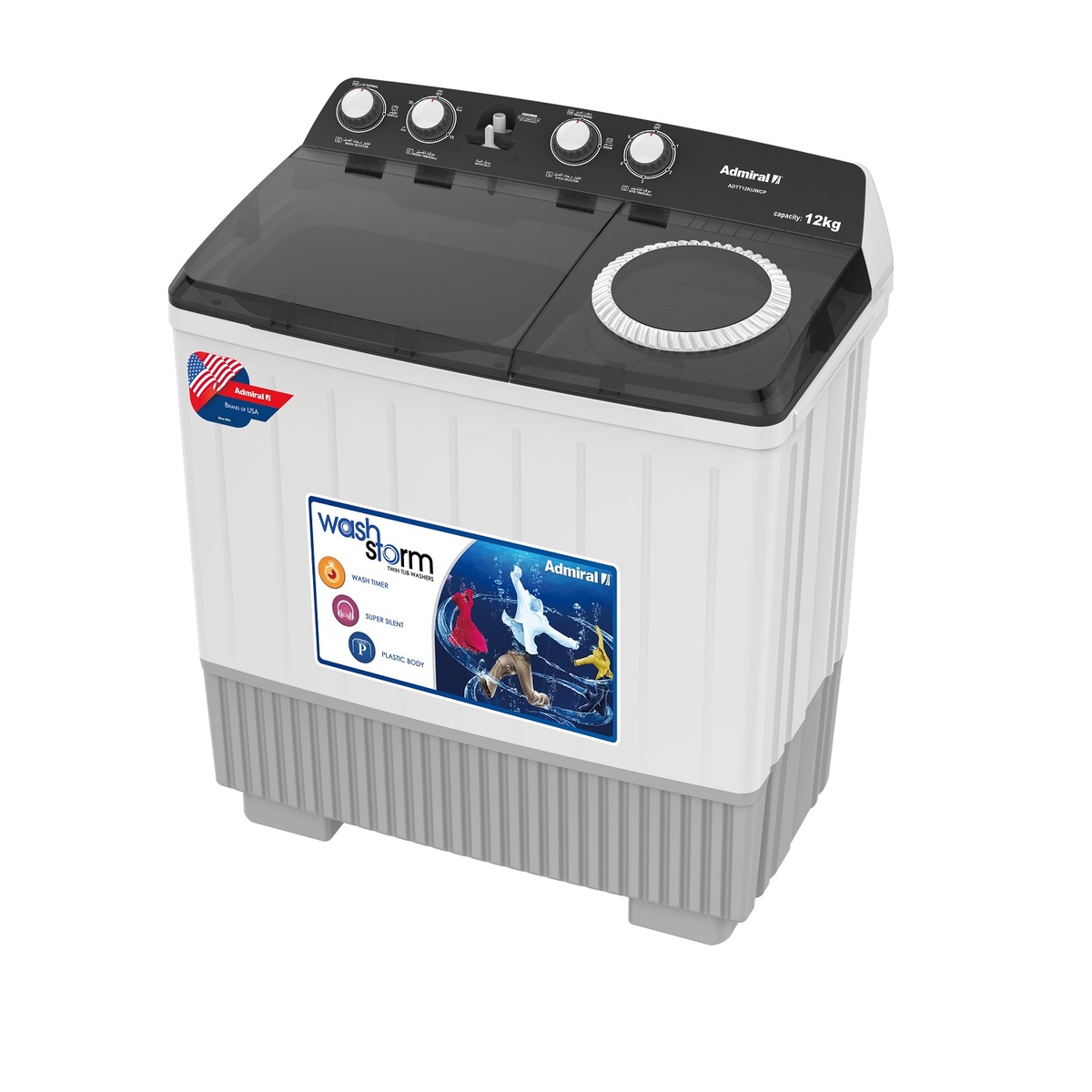 Admiral Twin Tub Washer, 12 KG Wash Capacity, White